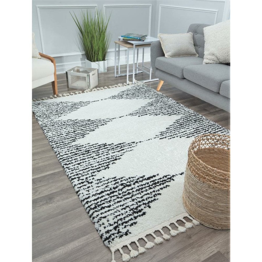 Rugs * | Mason Shag Heath White 2 Ft. X 4 Ft. Area Rug By Cosmoliving By Cosmopolitan