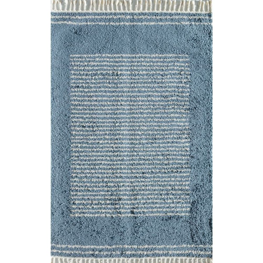 Rugs * | Hidden Oasis Blue 5 Ft. X 7 Ft. Stripe Shag Area Rug By Cosmoliving By Cosmopolitan