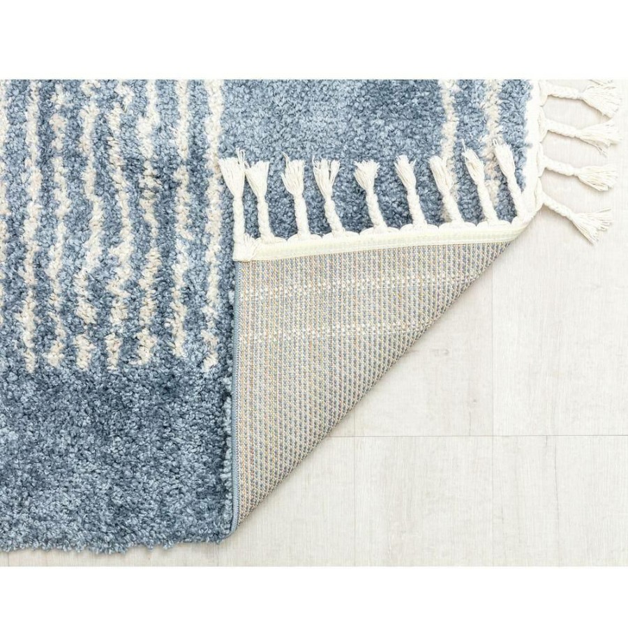 Rugs * | Hidden Oasis Blue 5 Ft. X 7 Ft. Stripe Shag Area Rug By Cosmoliving By Cosmopolitan