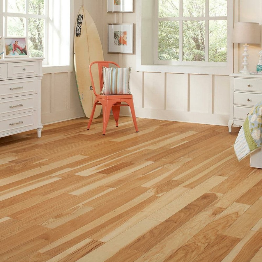 Hardwood Flooring * | Wire Brushed Natural Hickory 3/8 In. T X 5 In. Wide X Varying Length Click Lock Hardwood Flooring (19.69 Sq. Ft. /Case) By Homelegend