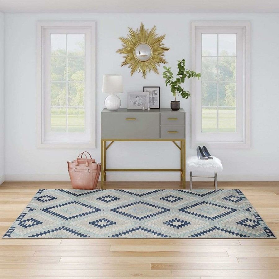 Rugs * | Soleil Ice Blue Tribal Moroccan 8 Ft. X 12 Ft. Area Rug By Cosmoliving By Cosmopolitan