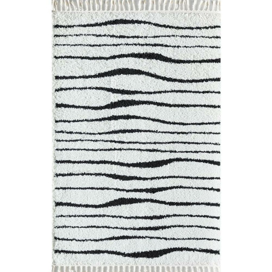 Rugs * | Daydream White Stripe Modern White 8 Ft. X 10 Ft. Area Rug By Cosmoliving By Cosmopolitan