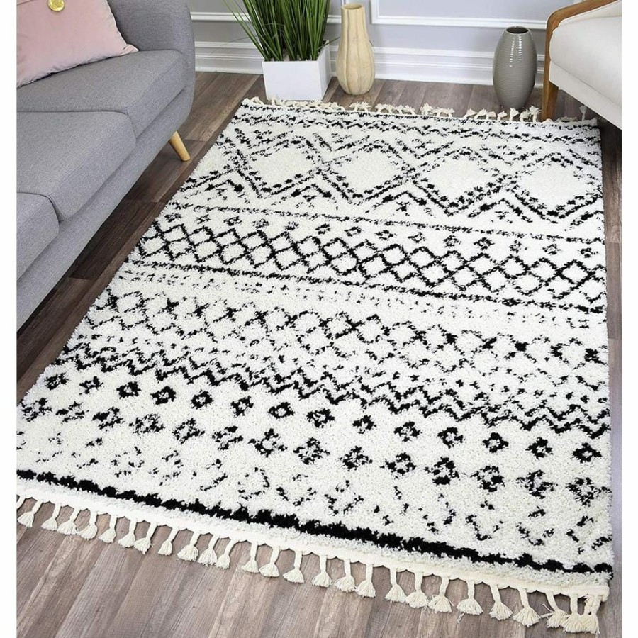 Rugs * | Mason Shag Shadow Gray White 2 Ft X 4 Ft. Rectangle Oriental Polypropylene Area Rug By Cosmoliving By Cosmopolitan