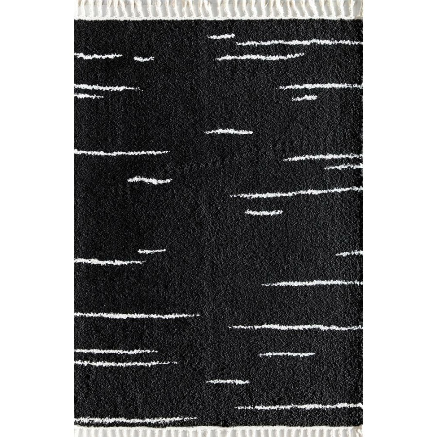 Rugs * | Introspective Black 5 Ft. X 7 Ft. Abstract Shag Area Rug By Cosmoliving By Cosmopolitan