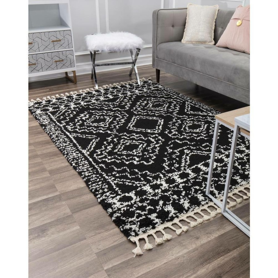 Rugs * | Mason Shag Sable Black 5 Ft. X 7 Ft. Area Rug By Cosmoliving By Cosmopolitan