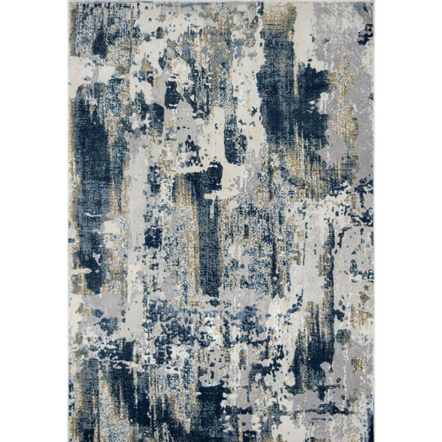 Rugs * | Auden Astor Sapphire White 9 Ft. X 12 Ft. Transitional Abstract Area Rug By Cosmoliving By Cosmopolitan