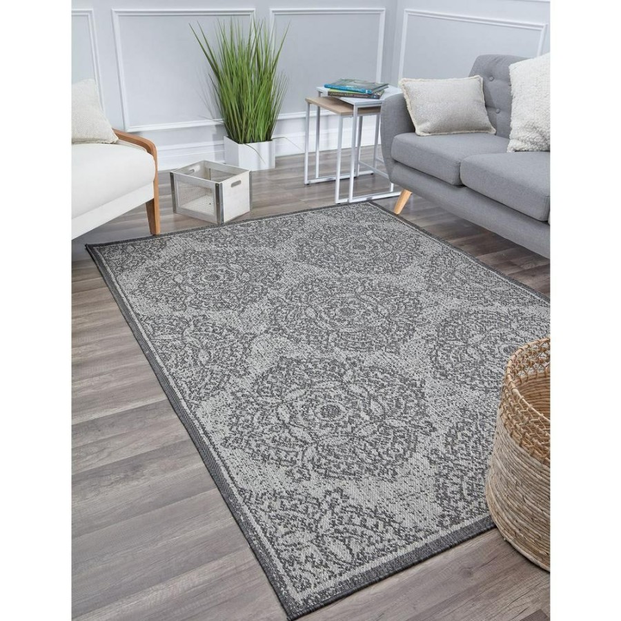 Rugs * | Villa Veranda Sandy Blossom Gray 8 Ft. X 10 Ft. Abstract Area Rug By Cosmoliving By Cosmopolitan