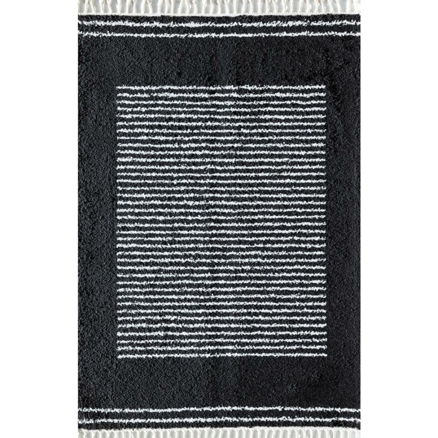 Rugs * | Ebony Twilight Shag Black 8 Ft. X 10 Ft. Stripe Area Rug By Cosmoliving By Cosmopolitan