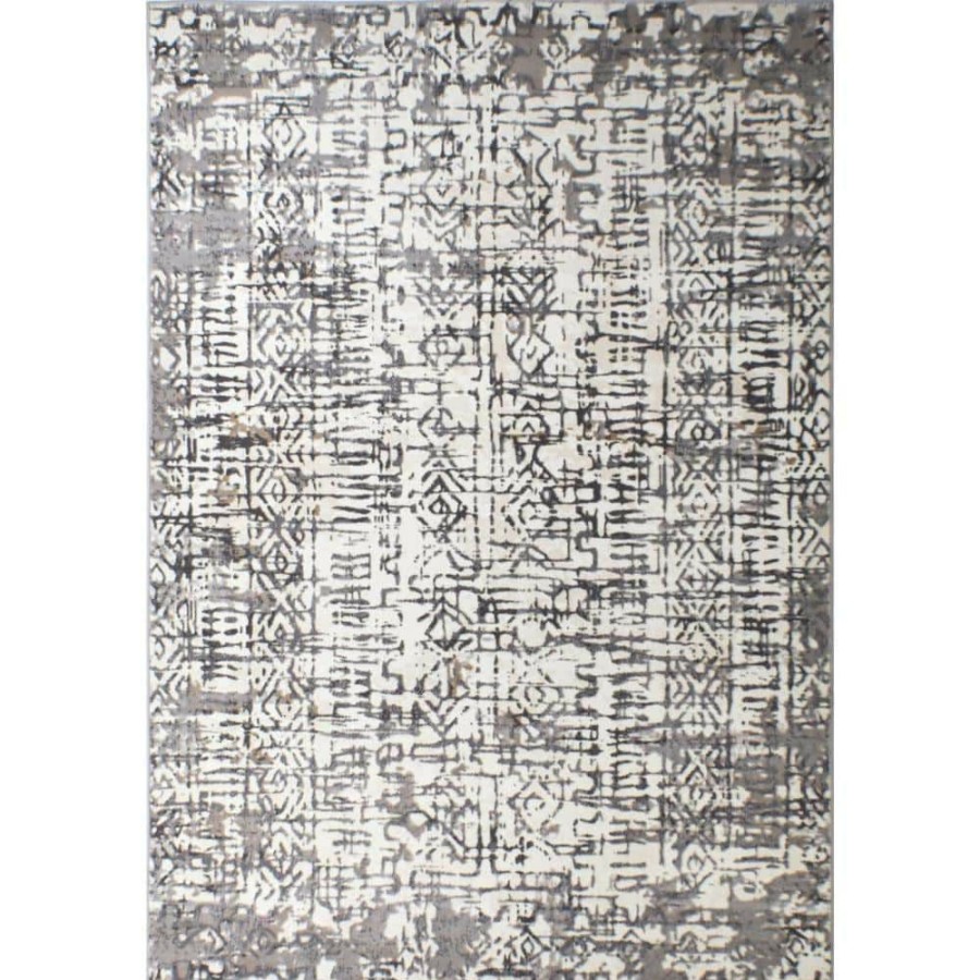 Rugs * | Willow Laurel Royal Silk White 5 Ft. X 7 Ft. Geometric Vintage Area Rug By Cosmoliving By Cosmopolitan