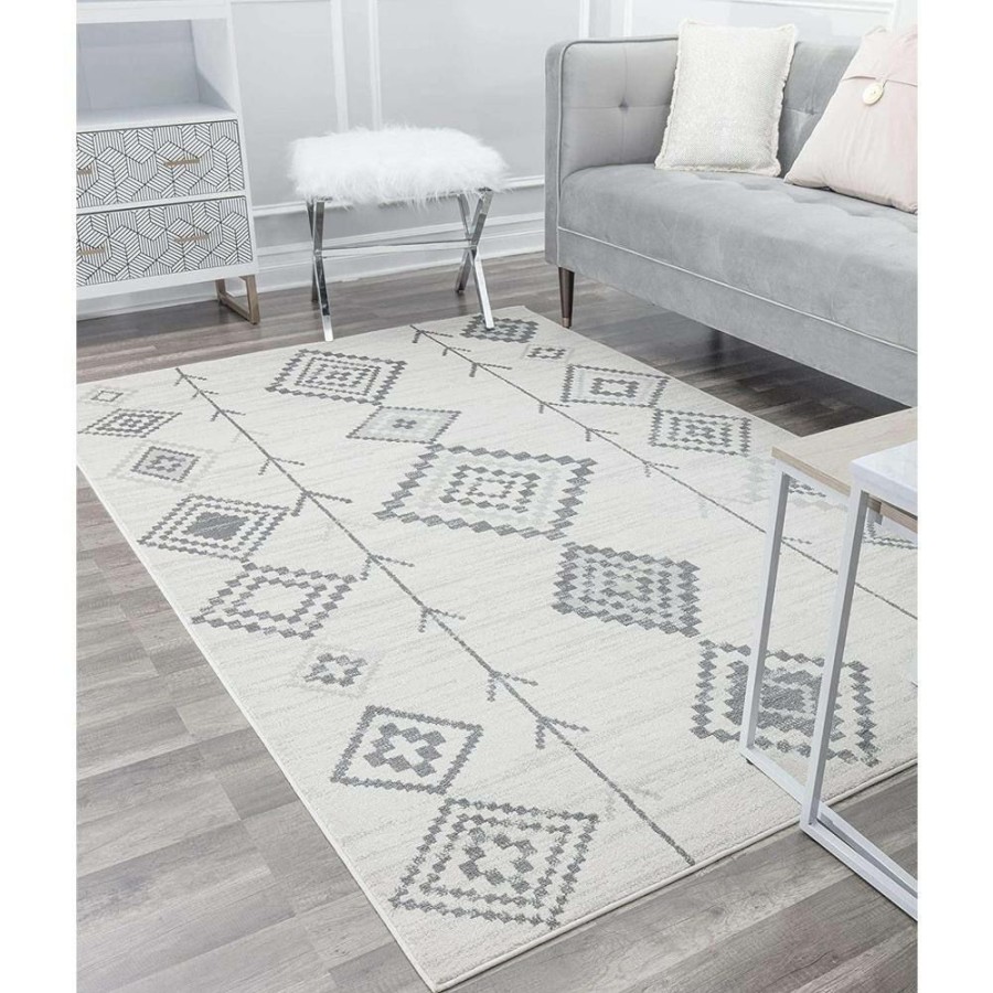 Rugs * | Bodrum Native White Tribal Moroccan 8 Ft. X 12 Ft. Area Rug By Cosmoliving By Cosmopolitan