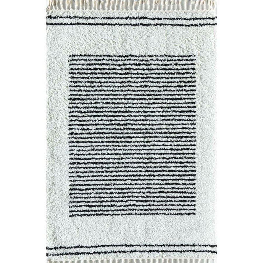 Rugs * | Snow Veil Stripe Shag White 8 Ft. X 10 Ft. Area Rug By Cosmoliving By Cosmopolitan