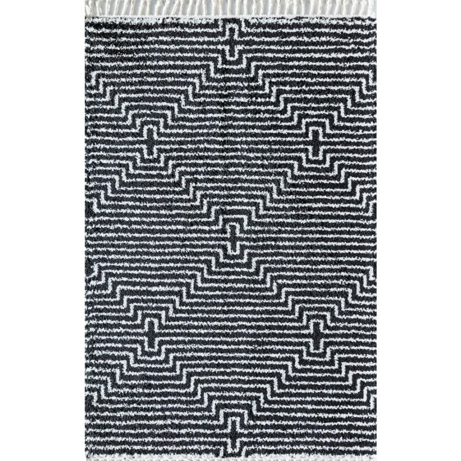 Rugs * | Last Call Black 5 Ft. X 7 Ft. Stripe Modern Area Rug By Cosmoliving By Cosmopolitan