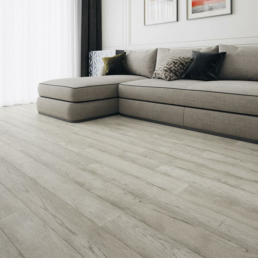 Hardwood Flooring * | Snow Hickory 3/8 In. T X 6-1/2 In. W X Varying Length Water Resistant Click Lock Hardwood Flooring (25.73 Sq. Ft.) By Homelegend