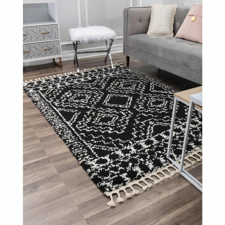 Rugs * | Mason Shag Sable Black 2 Ft. X 8 Ft. Area Rug By Cosmoliving By Cosmopolitan