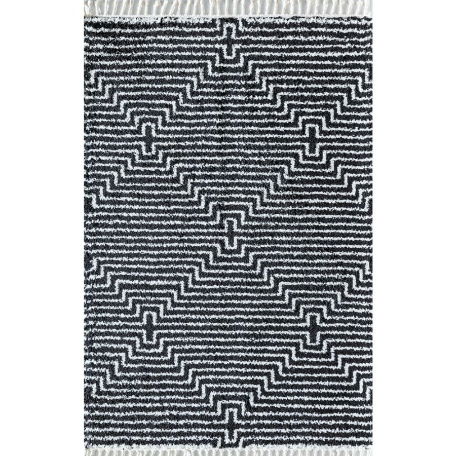 Rugs * | Last Call Stripe Modern Black 8 Ft. X 10 Ft. Area Rug By Cosmoliving By Cosmopolitan