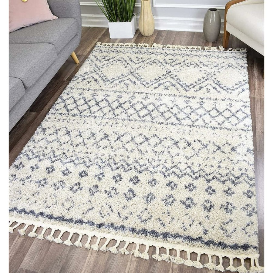 Rugs * | Mason Shag Shadow White 2 Ft. X 4 Ft. Area Rug By Cosmoliving By Cosmopolitan