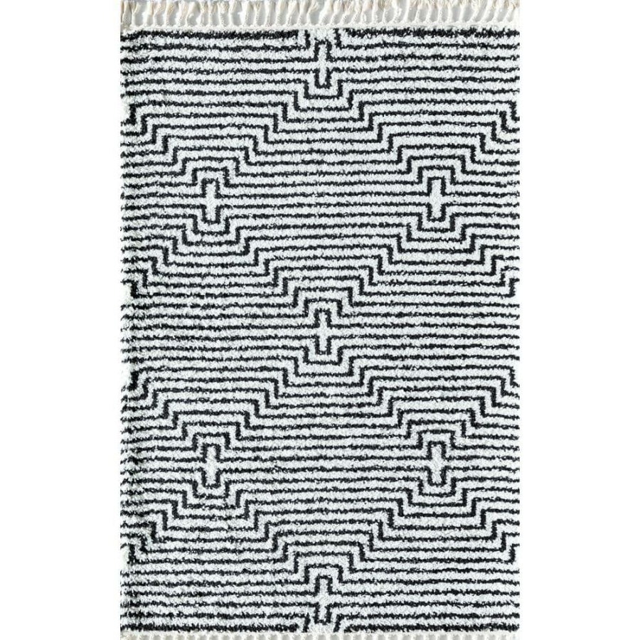 Rugs * | Night Odyssey Stripe Modern White 8 Ft. X 10 Ft. Area Rug By Cosmoliving By Cosmopolitan