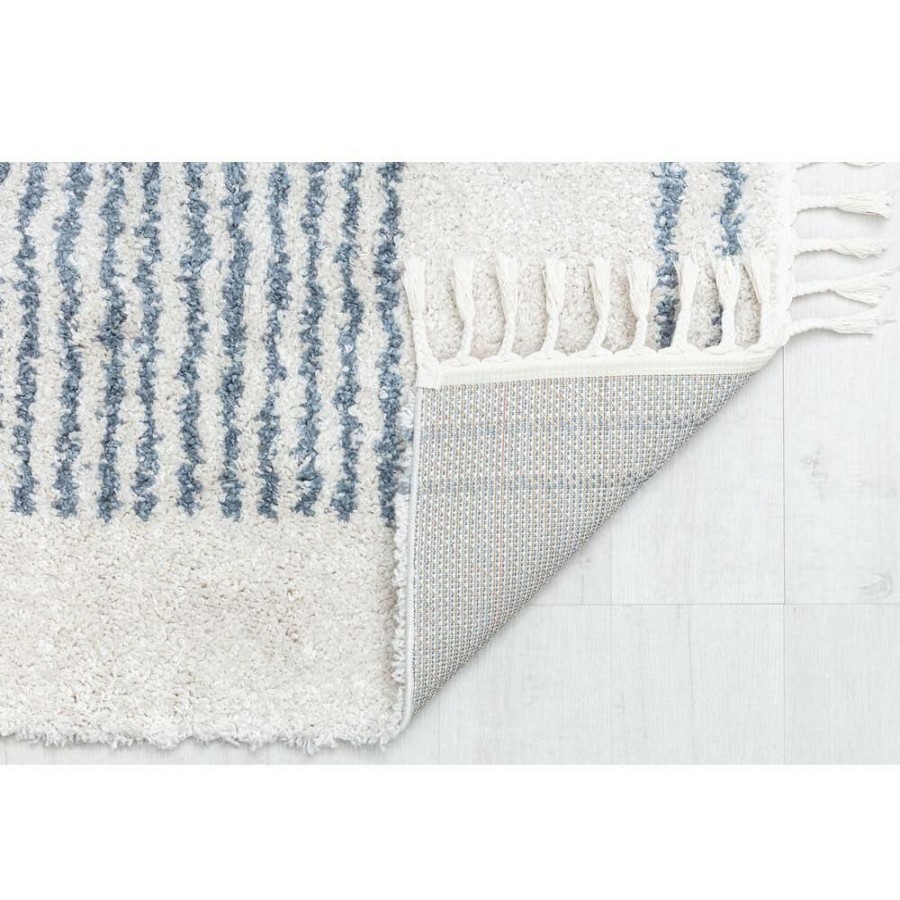 Rugs * | Ice Frost White 5 Ft. X 7 Ft. Stripe Shag Area Rug By Cosmoliving By Cosmopolitan